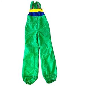 Vintage Green, yellow and Blue Striped Ski Bib